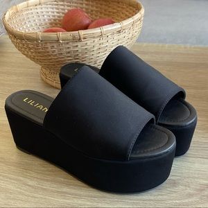 Dollskill 90s Inspired Black Platform Slide Sandals